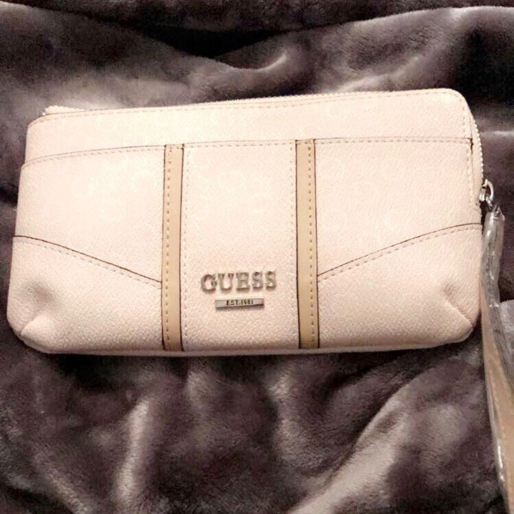 Baby pink Guess clutch